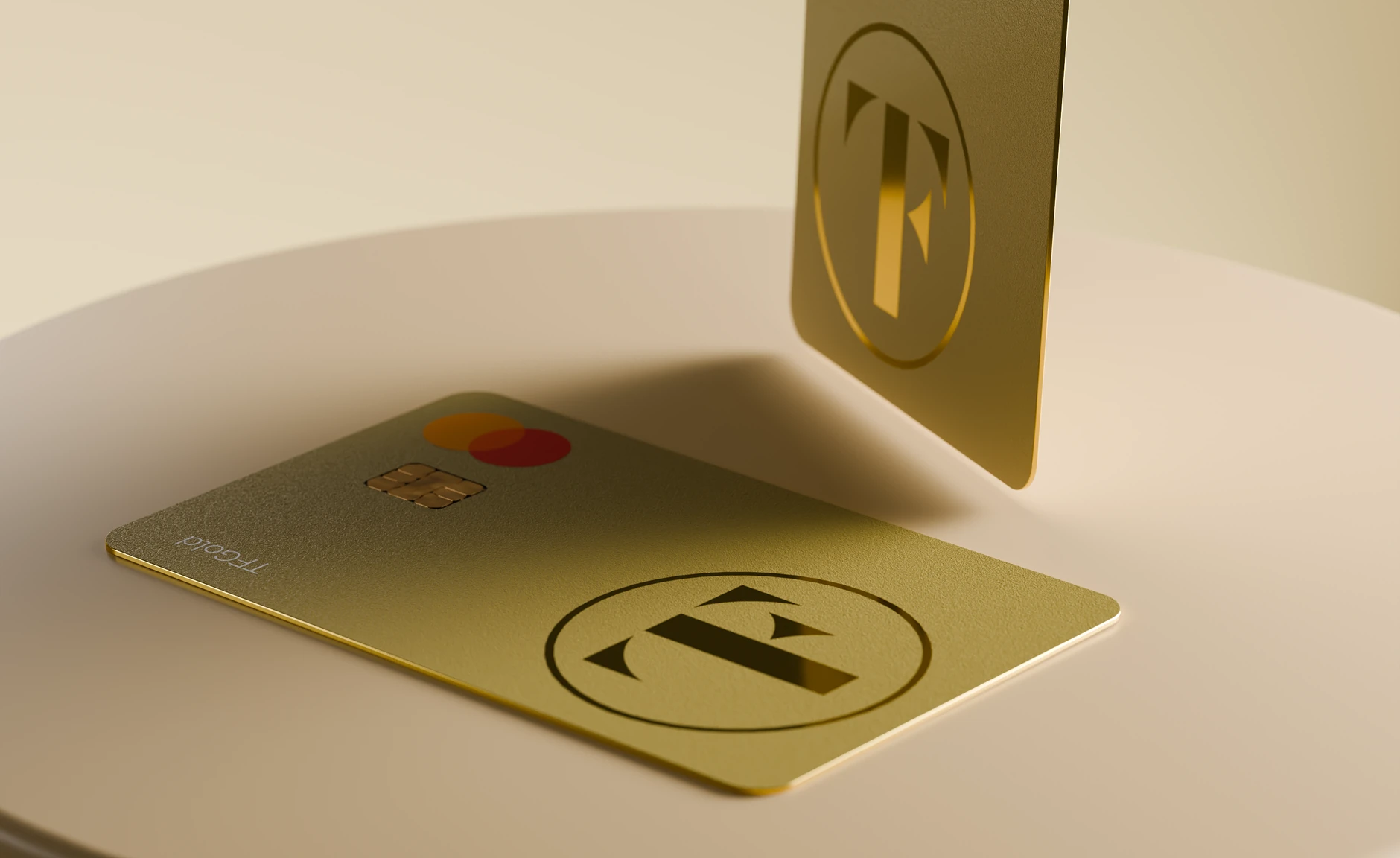 Card gold over table