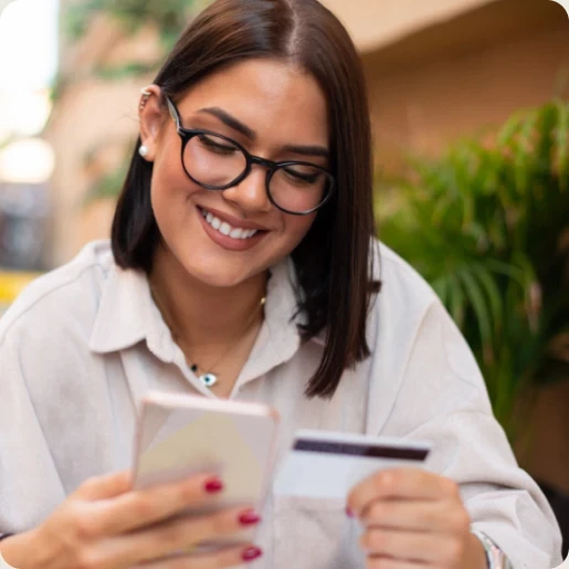 TF Bank mastercard woman holding card 