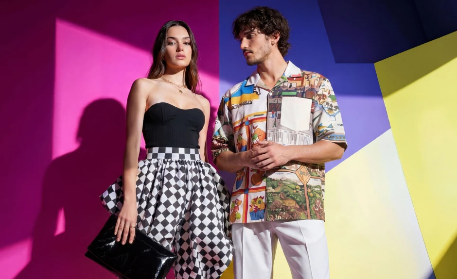 Ragazza e ragazzo con abiti casual Yoox